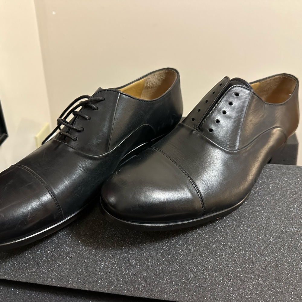 Men’s Elegant Black Leather Men's Oxfords - Picture 4 of 9